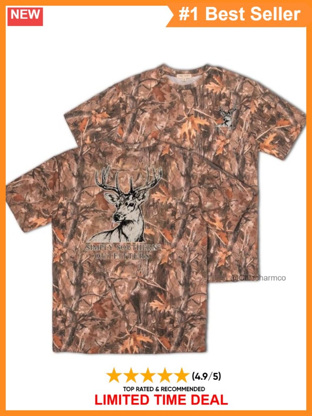 Simply Southern Deer Camo Short Sleeve Crew Neck T-Shirt Outdoor